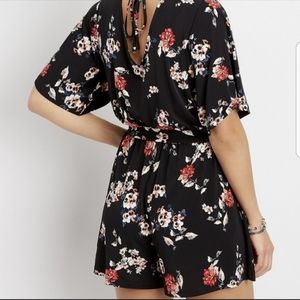 Maurice's Black Floral V-neck Romper